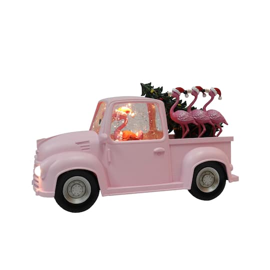 Moments in Time 5.9" Acrylic Truck with Flamingos Décor